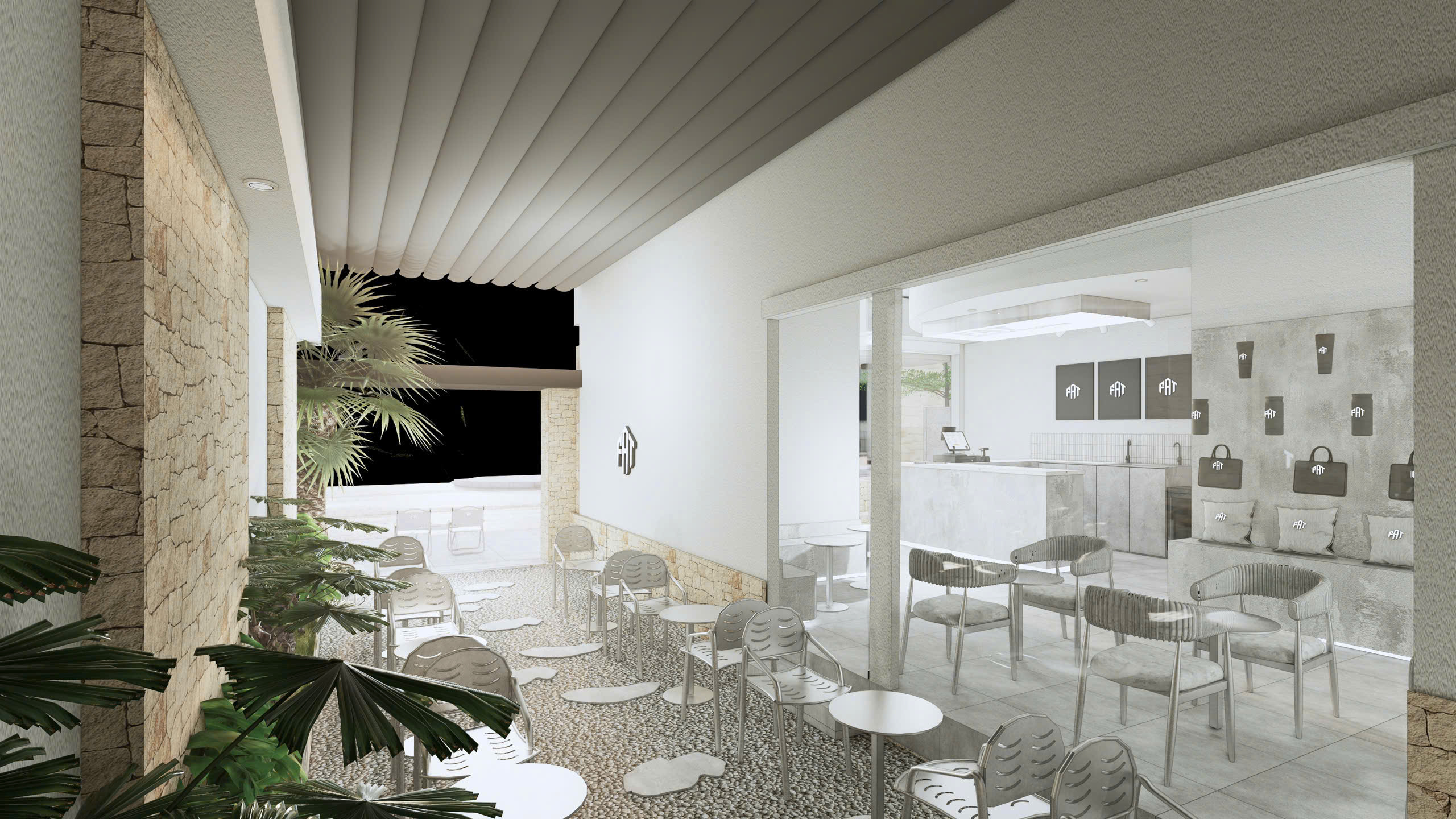 Không gian ngồi giao lưu tại FAT MILKTEA & COFFEE